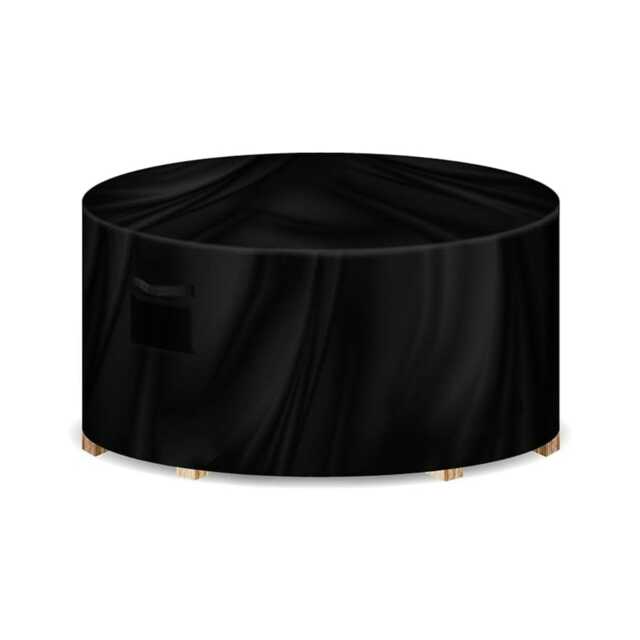 Gracious Gardens Round 190x80cm Waterproof Round Furniture Cover Black Black 190x80cm 1