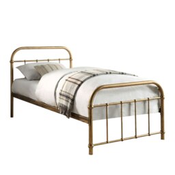 Tewin Vintage Hospital Style Brass Metal Bed Frame (Single) Bronze Brass Single
