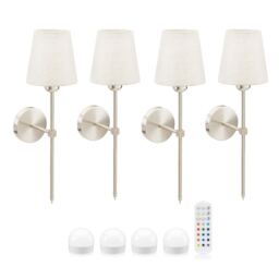Omniance Monaco Rechargeable Wireless Wall Lights with Remote Clear Satin Nickel
