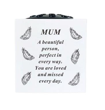 David Fischhoff Feather Grave Vase 14.5 x 14.5cm - Mum White