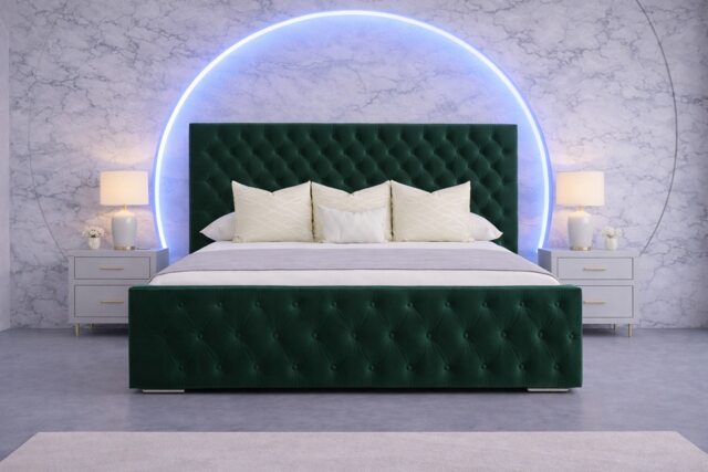 The Luxury Duke 4FT Small Double Bed Frame in Green Plush