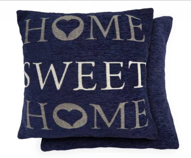 Home Sweet Home Cushion Cover in Navy Blue Blue