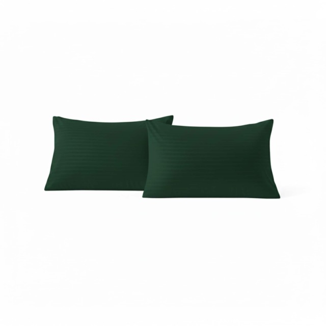 Microfibre Soft Touch Satin Stripe Housewife Pillowcase Pair Green