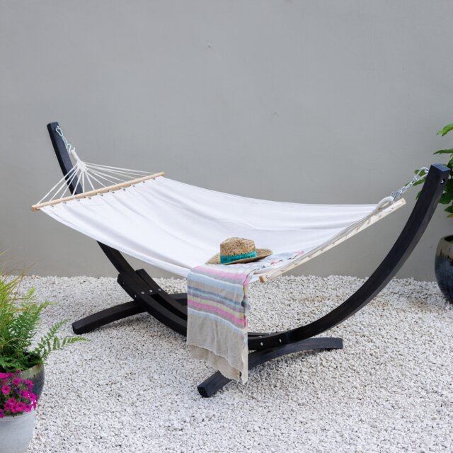 Ivory Hammock with Charcoal Wooden Stand