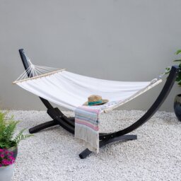 Ivory Hammock with Charcoal Wooden Stand