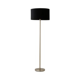 ValueLights Charlie Chrome Floor Lamp Black Velvet Shade Silver