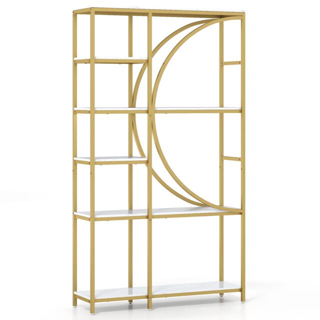 COSTWAY 6 Tier Bookshelf Industrial Etagere Bookcase Storage Shelves White