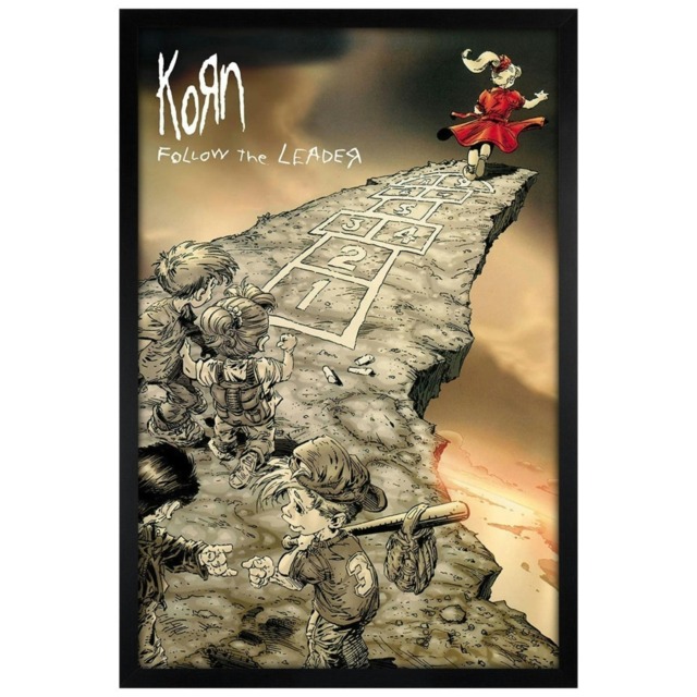 Black Wooden Framed Korn Follow The Leader Maxi Poster Multi
