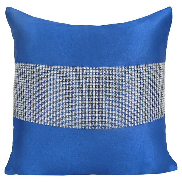 Matte Finish With Diamante Detail Scatter Cushion - 43cm x 43cm Blue Manhattan Blue