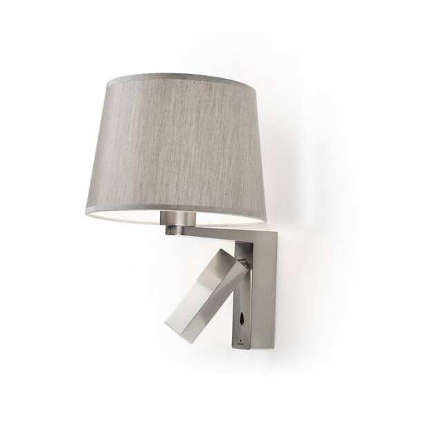 2 Light Indoor Wall Light Satin Nickel with Reading, E27 - Special Offer