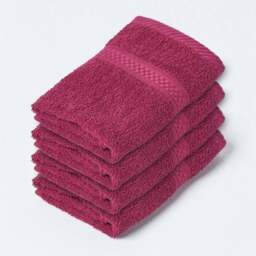 Homescapes Turkish Cotton Face Cloth - Set of 4, Burgundy