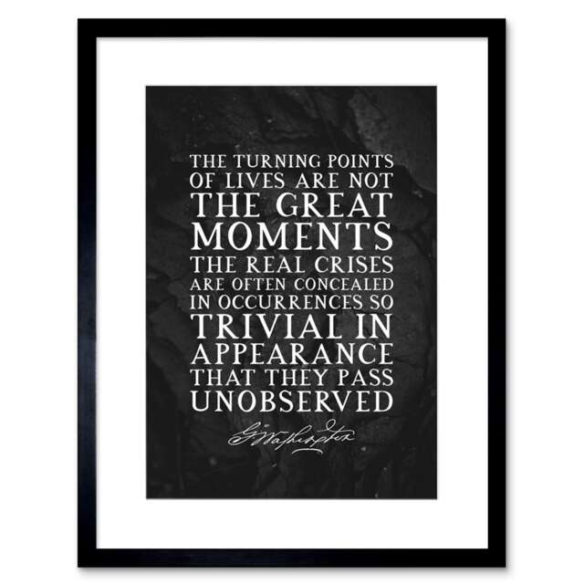 "Slate Quote George Washington Great Moments 9x7"" Black Framed Wall Art Print"