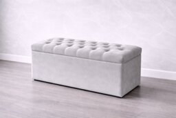 Silver Plush Ottoman Storage Box