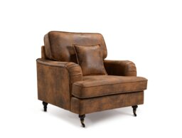 Faux Leather Suede Brown 1 Seater Bella Sofa with Plain Cushions ASTBURY