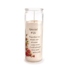 David Fischhoff Memorial Glass Candle - Special Wife White