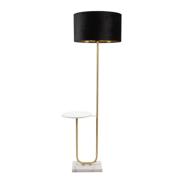 ValueLights Tavel Gold Floor Lamp Black Velvet Gold Shade