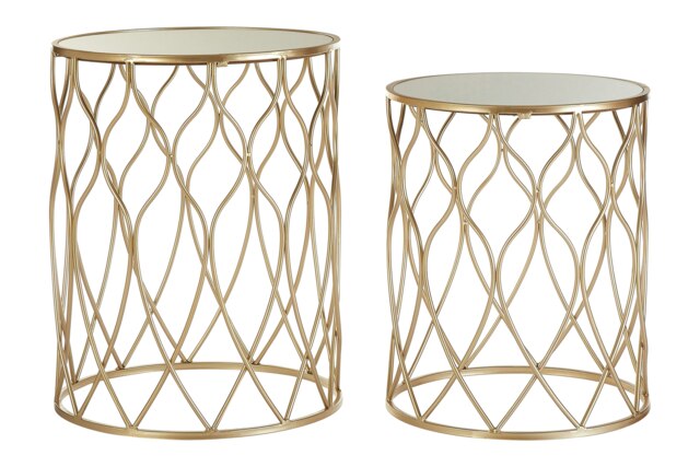Interiors By Premier Versatile Design Set Of Two Side Tables, Sleek Industrial Table For Livingroom, Everyday Use Lounge Table Gold