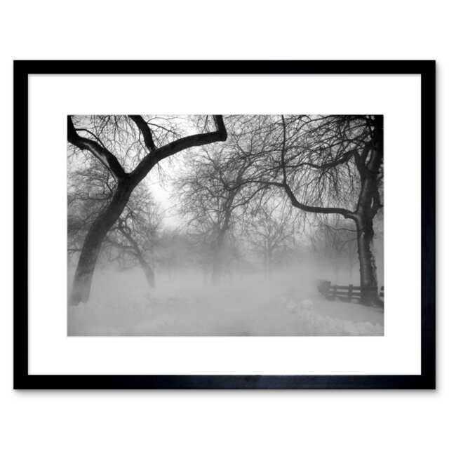 Nature Landscape Forest Snow Fog Ice Winter Framed Wall Art Print