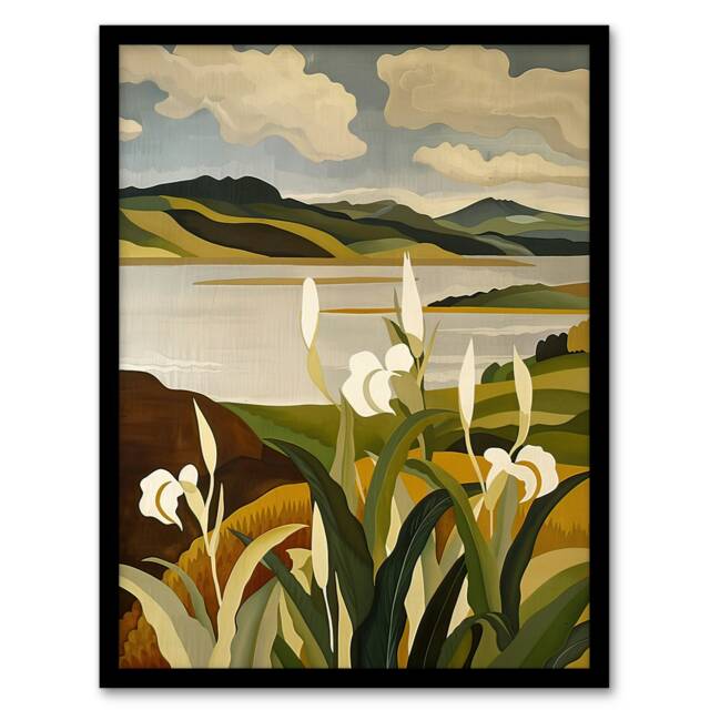 Cornish Coastal Flowers Cornwall Landscape Black Framed Wall Art Print A4