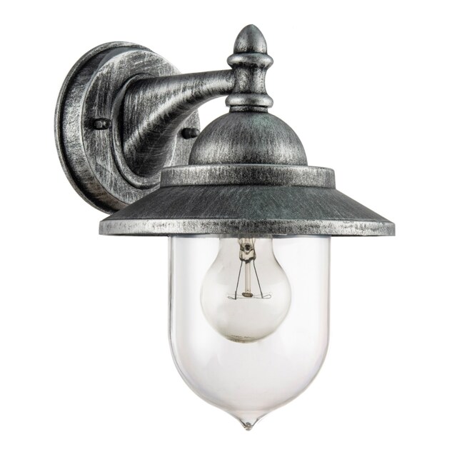 Classic Style Outdoor Wall Lamp Lantern in Brushed Black Silver with Clear Shade Silver