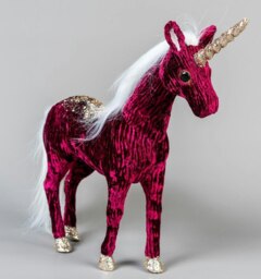 Burgundy Figures Santa Reindeer Tree Christmas Tabletop Centrepiece Showpieces Home Art & Craft Xmas Party , 33cm Unicorn
