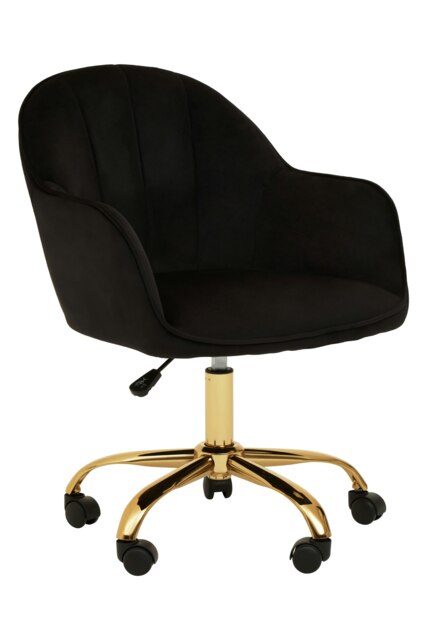 Orsina Brent Black Velvet And Gold Base Home Office Chair