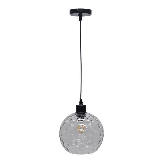 Barnum - Clear Dimple Glass Globe with Black Pendant Fitting Clear Clear 1