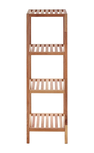 Interiors By Premier Versatile 4 Tier Walnut Wood Bathroom Shelf Unit, Contemporary Shelving Unit, Durable Shelf Unit For Bedroom Cream
