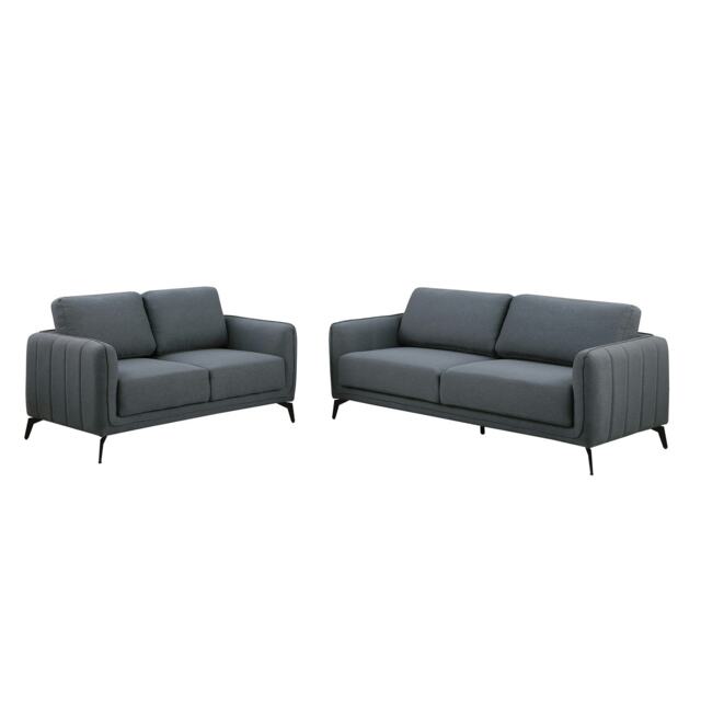 Oslo Modern Scandi Style Fabric Living Room 2+3 Seater Sofa Set (Dark Grey) Grey Dark Grey Five Plus Seater