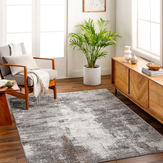 LIVABLISS San Francisco-Abstract Modern Marble Rug 200 x 275 cm Brown Grey Orange