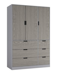 RIGA 3 Door 6 Drawer Wardrobe Grey Grey & Cedar Grey 10 x 44.5 x 79 1
