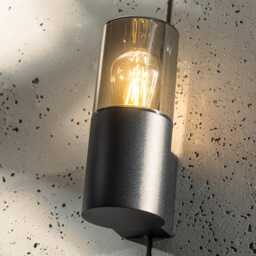 CGC BLUEBELL Black Outdoor Cylinder Wall Light Black Black Height: 22 cm, Width: 9 cm, Depth: 12 cm