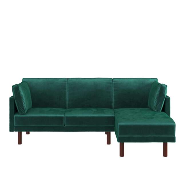 Clair sectional Sofa Bed in green velvet Green GREEN VELVET Three Seater