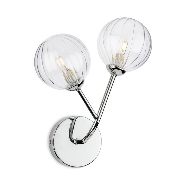 Groves Globe 2 Light Wall Chrome with Clear Decorative Glass 2xG9