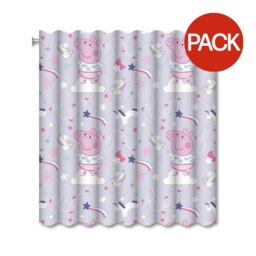 Peppa Pig Sleepy Curtains (Pack of 2) - Lilac - 72in x 66in Purple
