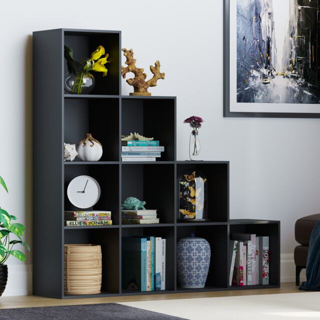 Vida Designs Durham 10 Cube Storage Boockase Display Unit, Black