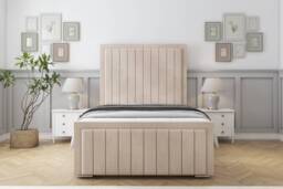 "Sloomy Richmond Sand Naples Bed Frame With Mattress With 50"" Upholstered Headboard 6' Super King"