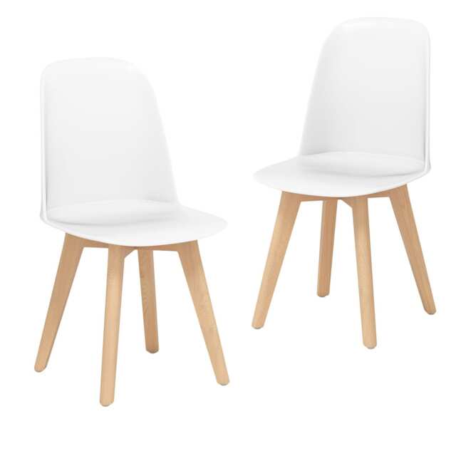 COSTWAY Modern Dining Chairs Set of 2 Armless Kitchen Chairs-White