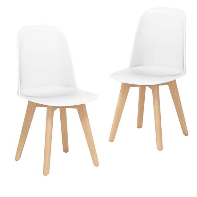 COSTWAY Modern Dining Chairs Set of 2 Armless Kitchen Chairs-White