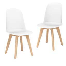 COSTWAY Modern Dining Chairs Set of 2 Armless Kitchen Chairs-White