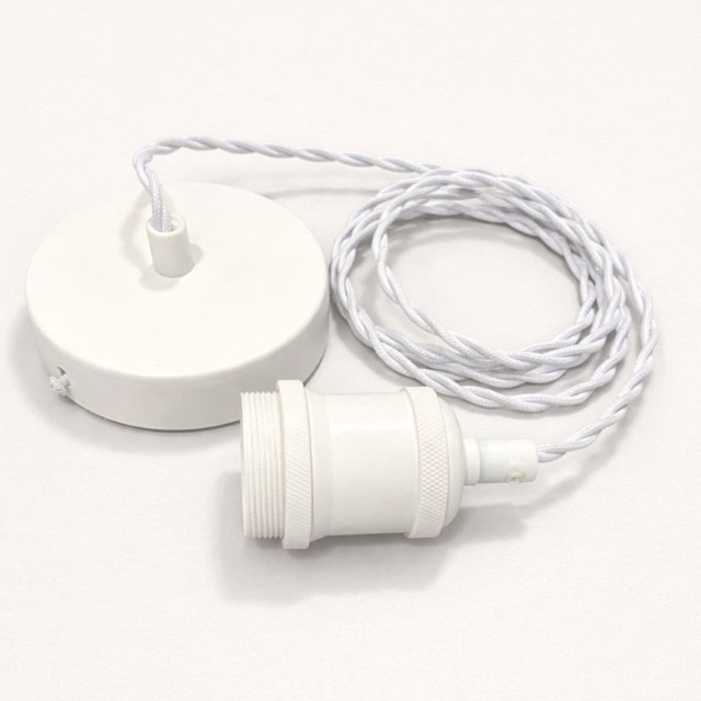 CGC Lacey Matt White 1.5m Adjustable E27 Ceiling Pendant with Matching Ceiling Rose