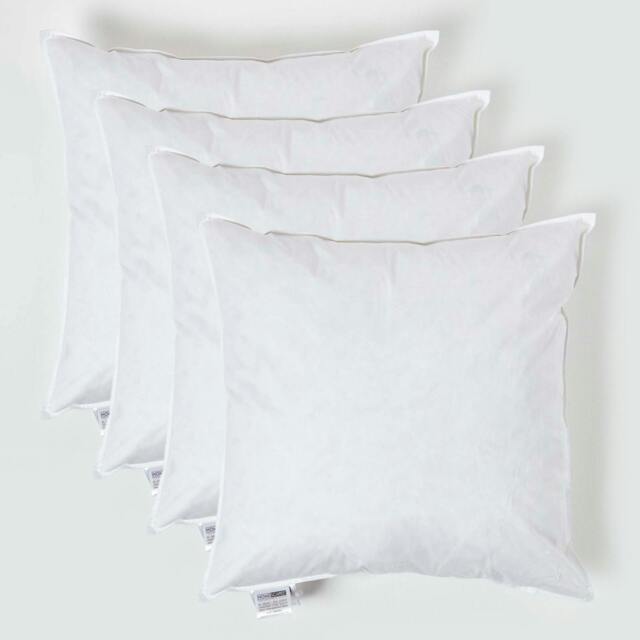 "Homescapes Luxury Duck Feather Cushion Pad Insert Inner 50 x 50 cm (20 x 20 inches) - Pack of 4 White 50 x 50 cm (20 x 20"")"