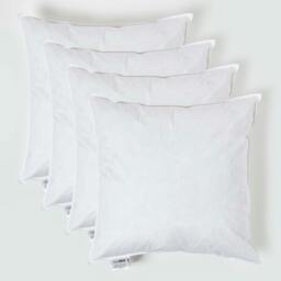 "Homescapes Luxury Duck Feather Cushion Pad Insert Inner 50 x 50 cm (20 x 20 inches) - Pack of 4 White 50 x 50 cm (20 x 20"")"