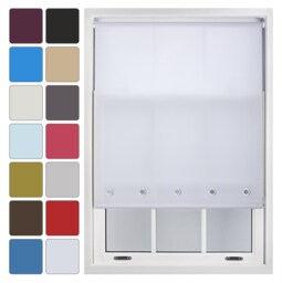 FURNISHED Daylight Roller Blind Made to Measure with Chome Round Eyelets White White (W) 60cm x (L) 165cm