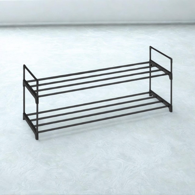 2 Tier Metal Shoe Storage Rack With Slats