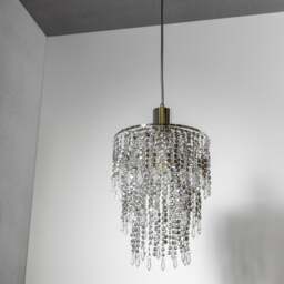 CGC LIZA Large Crystal & Chrome Ceiling Pendant Shade Silver Silver Large