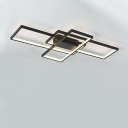 Living and Home Rectangular LED Semi-Flush Ceiling Light Black