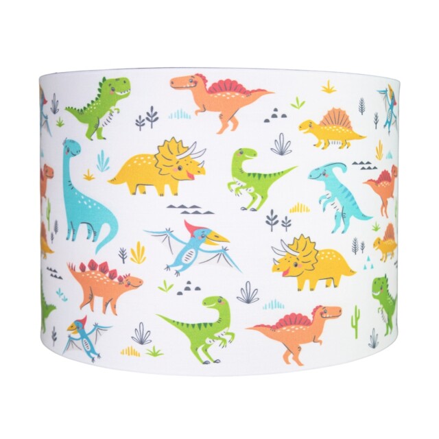 Modern and Colourful Dinosaurs Childrens Cotton Fabric Lamp Shade - 25cm Multi Multi-Colour 1