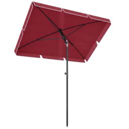 Outsunny Aluminium Sun Umbrella Parasol Patio Rectangular 2M x 1.3M Red Red