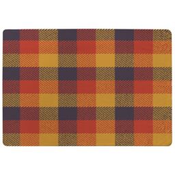 Orange Check Pattern Rug Multi